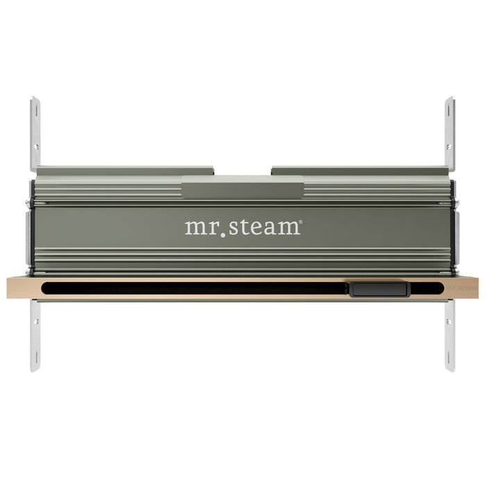 Mr. Steam XDream Max Linear Steam Shower Control Package with iSteamX Control and Linear SteamHead in White Polished Brass
