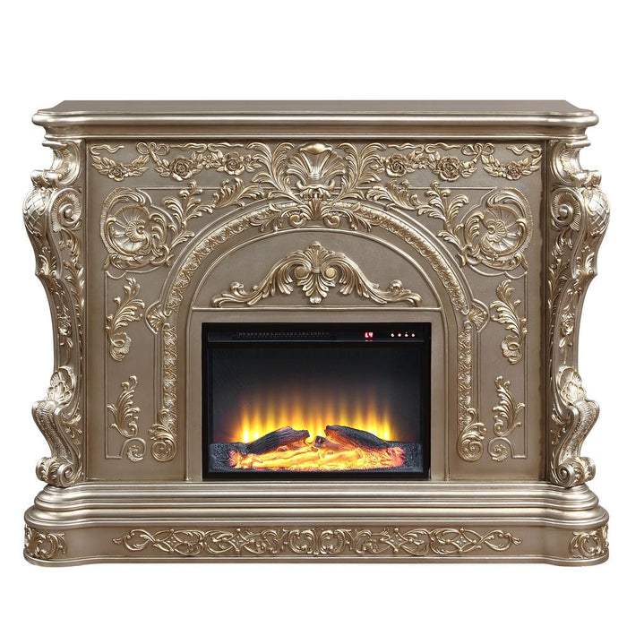 Danae Fireplace, Antique Silver Finish
