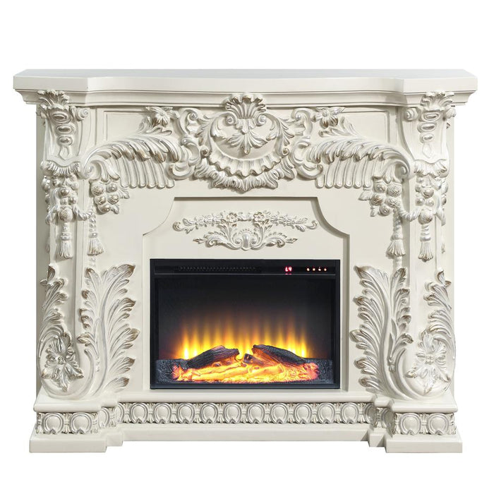 Adara Wooden LED Electric Fireplace in Antique White