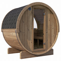 SaunaLife Model E6W Sauna Barrel w/ Rear Window - 3-Person - ERGO Series Sauna Barrel, 59"x81" - Ready to Ship!