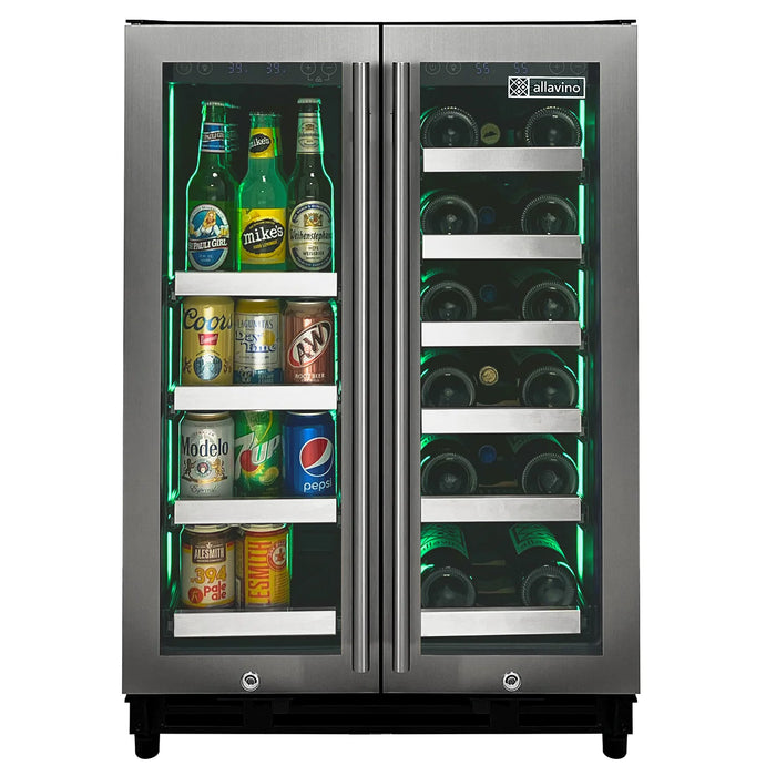 Reserva Series 24" Wide Two Door Stainless Steel Wine Refrigerator/Beverage Center
