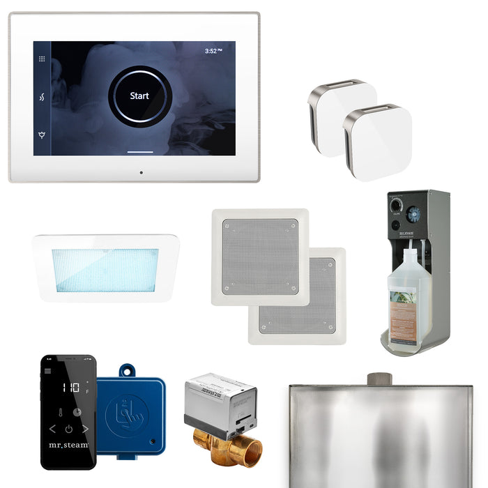 Mr. Steam XDream Max Steam Shower Control Package with iSteamX Control and Aroma Glass SteamHead in White Brushed Nickel