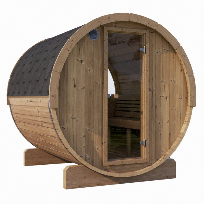 SaunaLife Model E8W Sauna Barrel w/ Rear Window - 6-Person - ERGO Series Sauna Barrel, 87"x81"