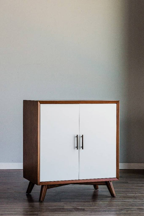 Alpine Furniture Flynn Small Bar Cabinet in Acorn/White 999-17