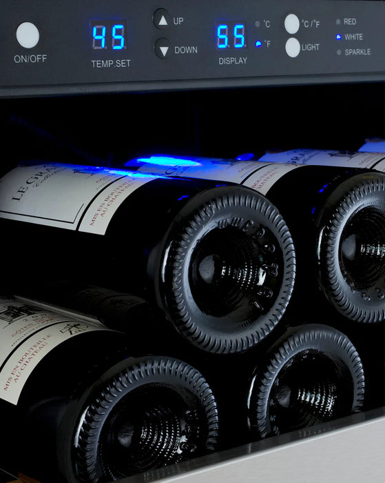 47" Wide FlexCount II Tru-Vino 256 Bottle Dual Zone Stainless Steel Side-by-Side Wine Refrigerator