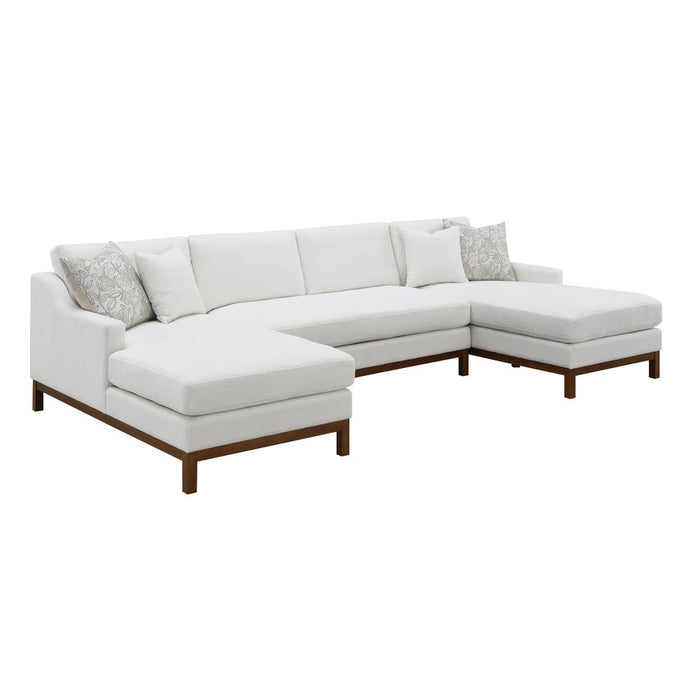 Furniture Valiant Upholstered Chenille U-Shaped Sectional in Ivory