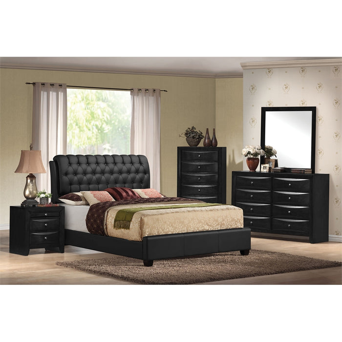 Ireland II Eastern King Bed (Button Tufted), Black PU (1Set/2Ctn)