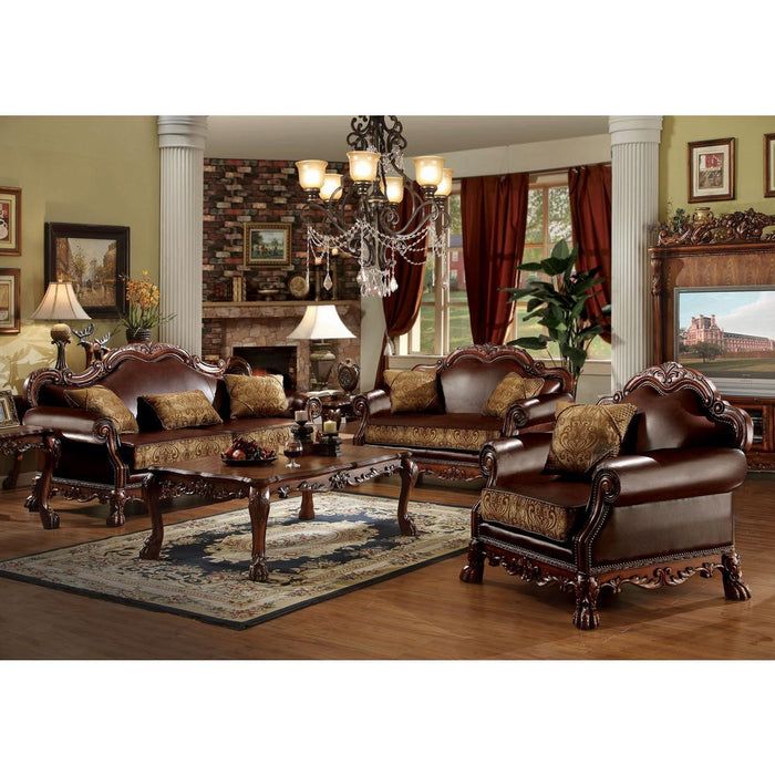 Chair (w/1 Pillow), Brown PU & Chenille, Cherry Oak 15162