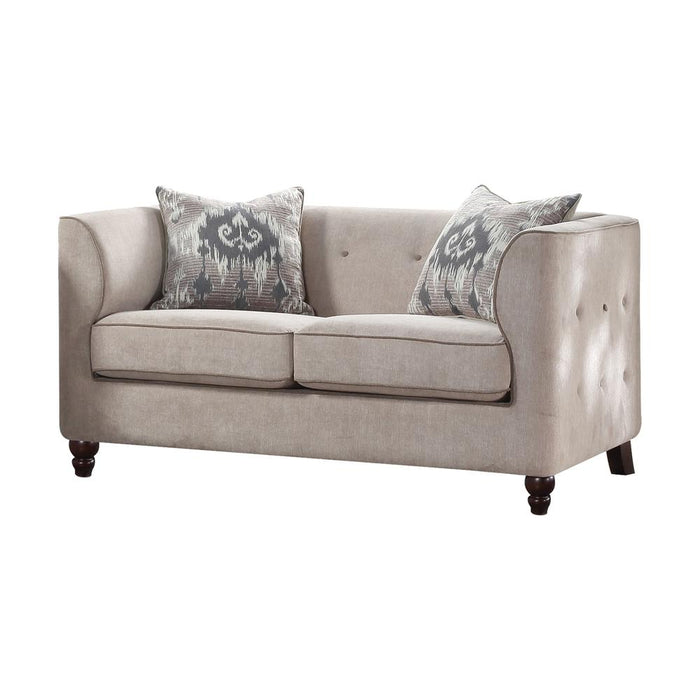 Cyndi Sofa w/2 Pillows, Tan Fabric