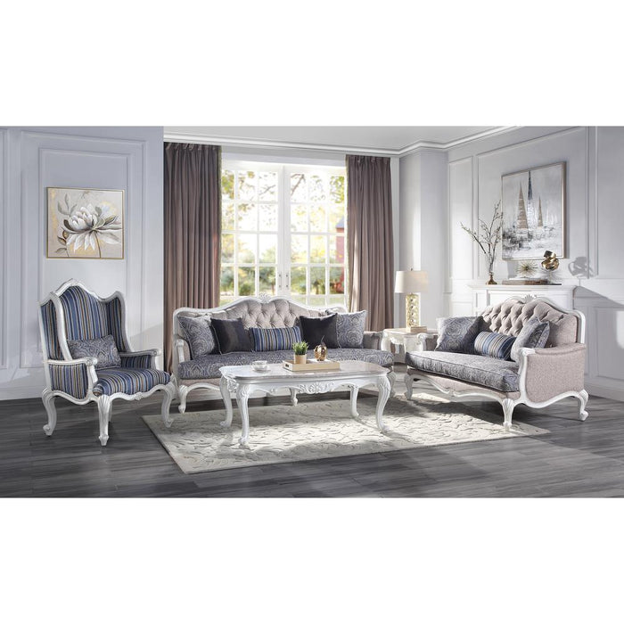 Ciddrenar Loveseat w/3 pillows, Fabric & White Finish (54311)