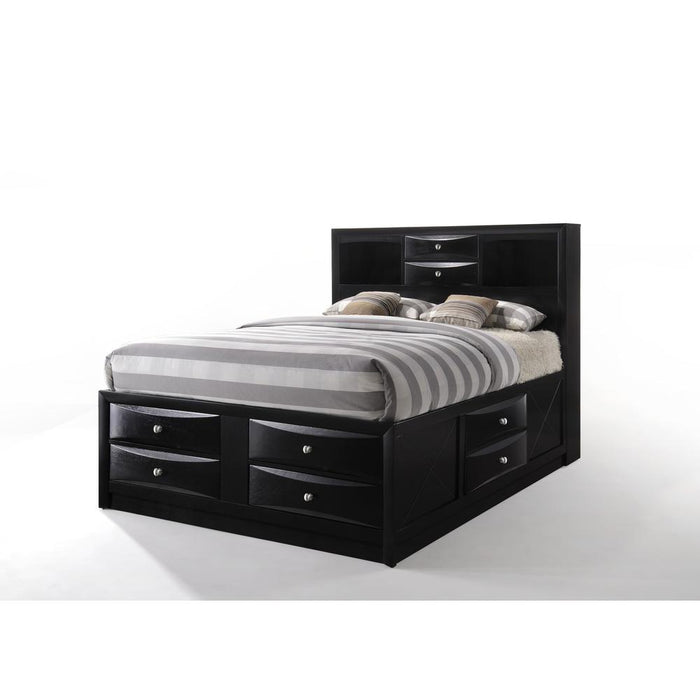 Ireland Queen Bed w/Storage, Black (1Set/4Ctn)