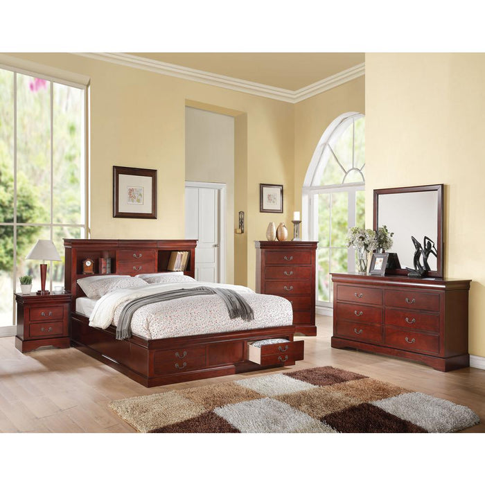 ACME Louis Philippe III Queen Bed w/Storage, Cherry (1Set/3Ctn)