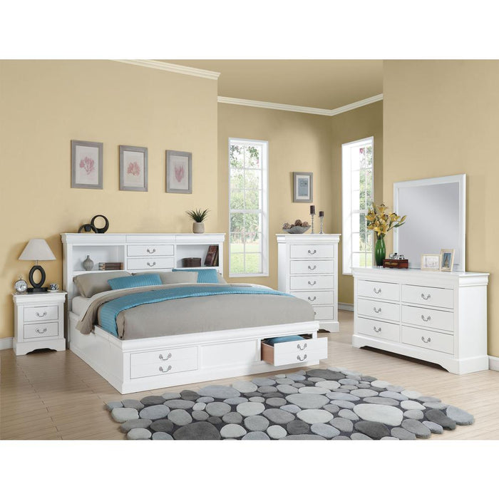 ACME Louis Philippe III Queen Bed w/Storage, White (1Set/3Ctn)