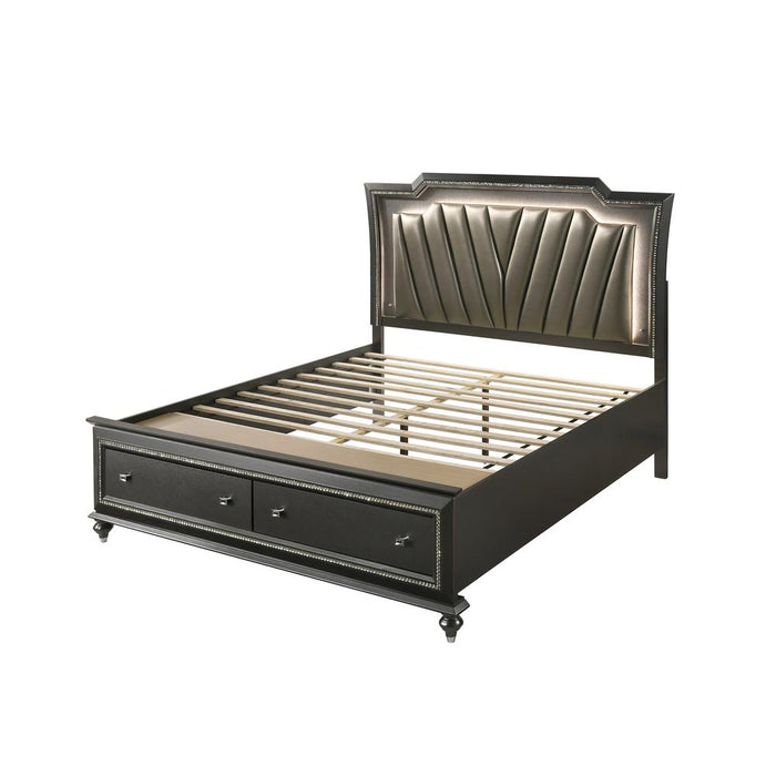 Queen Bed in PU & Metallic Gray