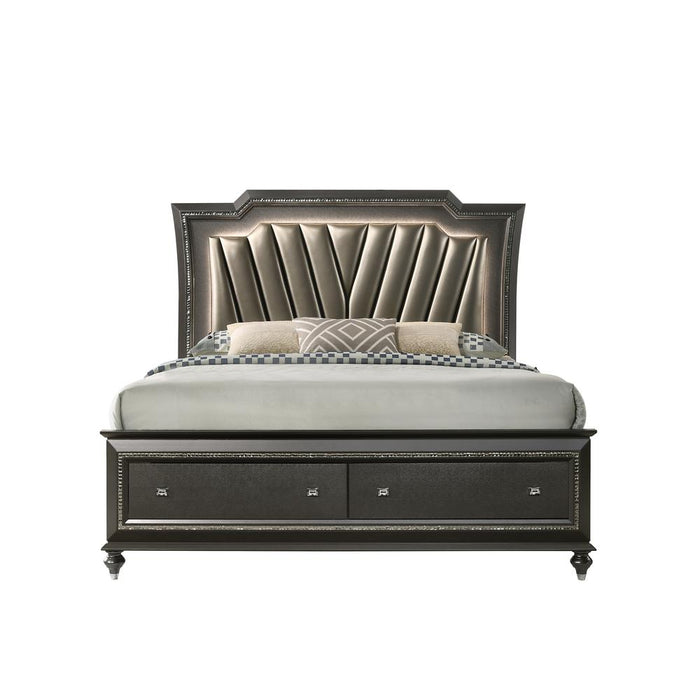 Queen Bed in PU & Metallic Gray