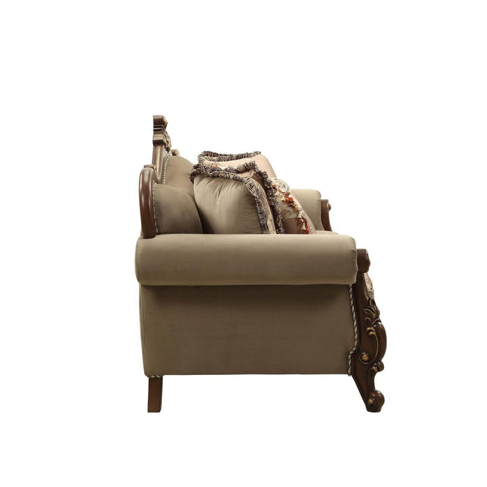 Mehadi Chair w/2 Pillows, Fabric & Walnut (50692)