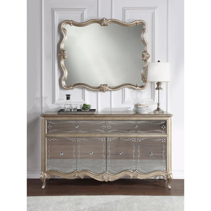 Esteban Server, Mirrored & Antique Champagne Finish (62206)