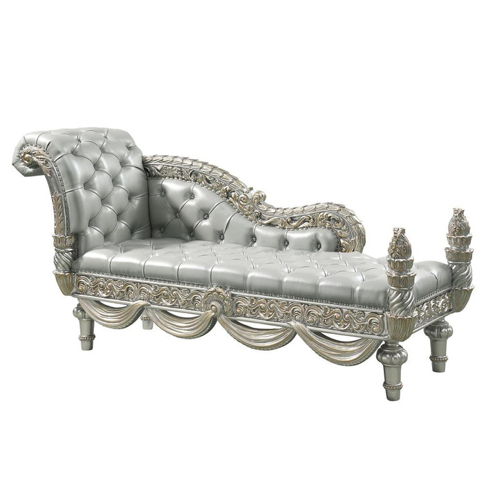 Sandoval Bench, Beige Synthetic Leather & Champagne Finish