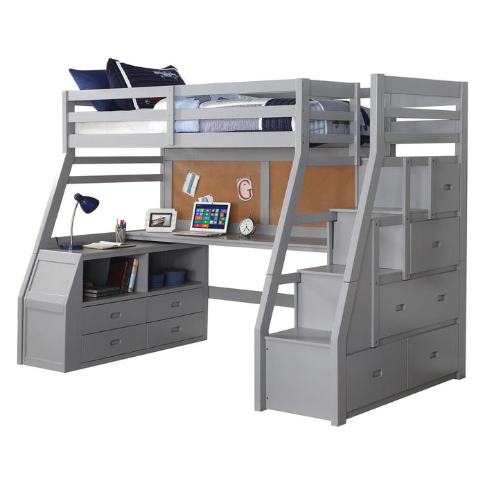 Jason II Loft Bed & Storage Ladder, Gray (1Set/4Ctn)