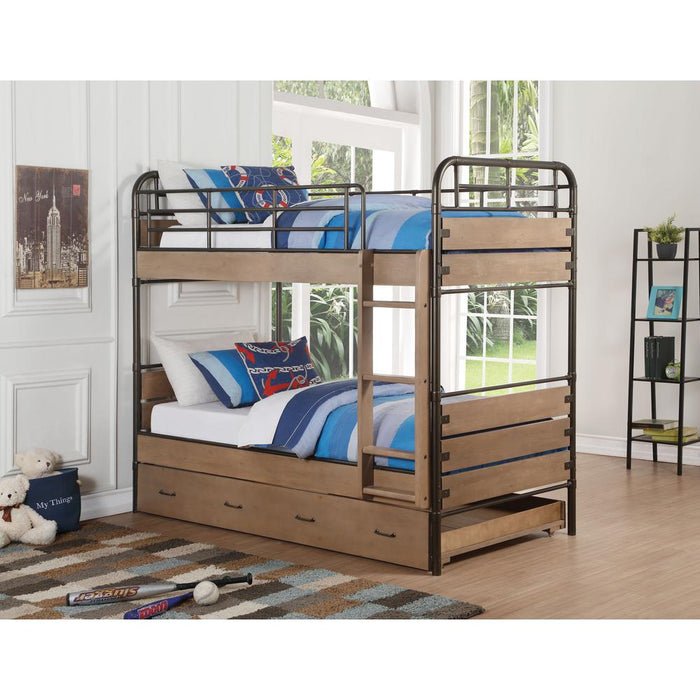 Adams Twin/Twin Bunk Bed & Trundle, Antique Oak (1Set/3Ctn)