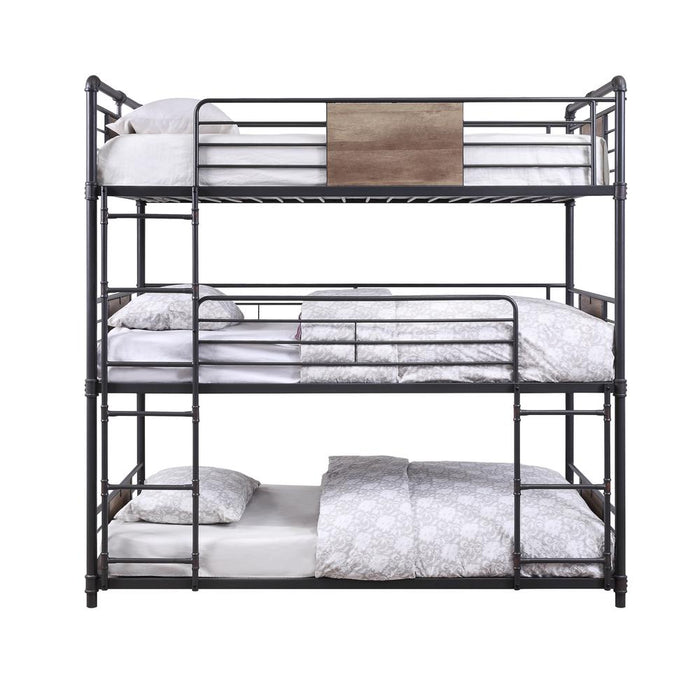 Brantley Triple Bunk Bed - Twin, Sandy Black & Dark Bronze Hand-Brushed (1Set/2Ctn)