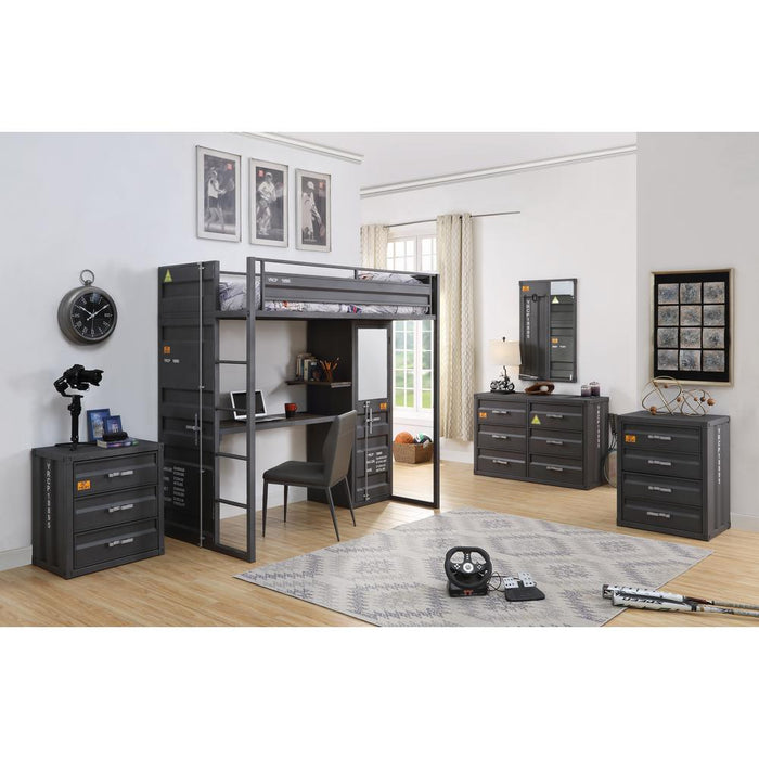 ACME Cargo Storage Twin Loft Bed, Gunmetal Finish(1Set/2Ctn)