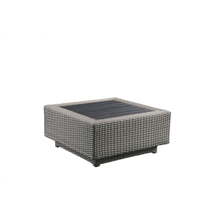 Salena Patio Sectional & Cocktail Table, Beige Fabric & Gray Wicker (1Set/3Ctn)