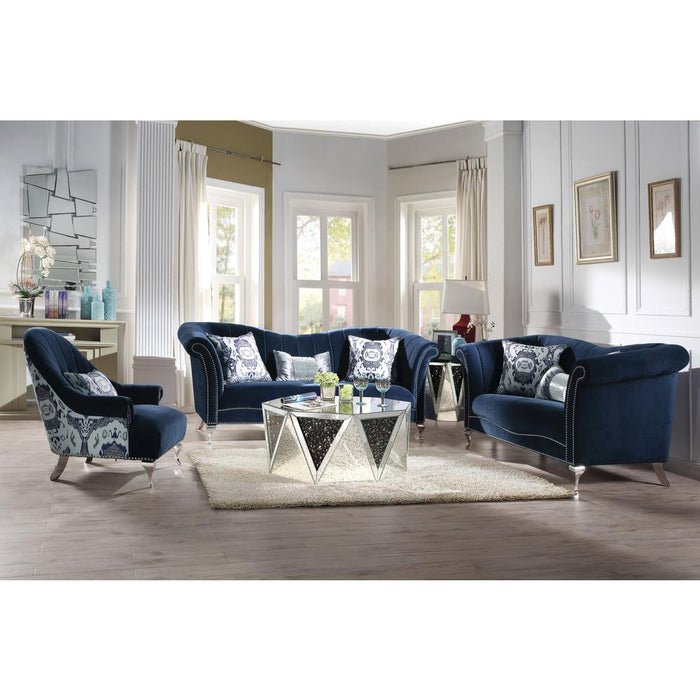 Jaborosa Loveseat w/2 Pillows, Blue Velvet