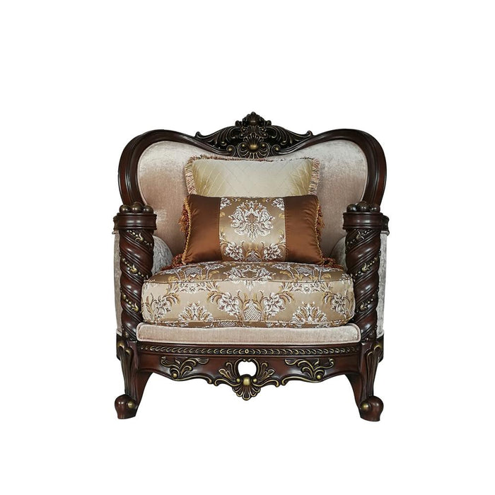 Devayne Chair w/2 Pillows, Fabric & Dark Walnut  (50687)