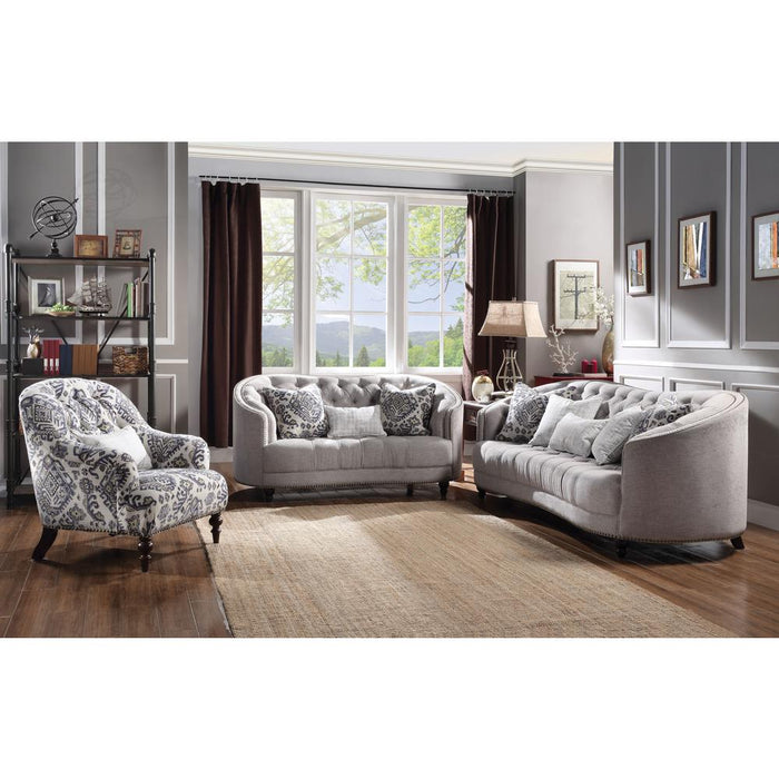 Sofa (w/5 Pillows), Light Gray Fabric 52060