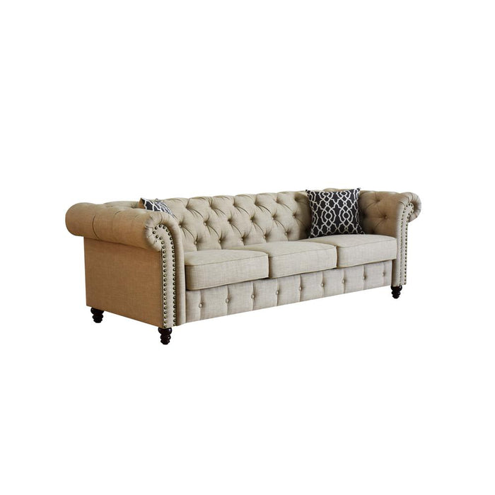 Aurelia Sofa w/2 Pillows, Beige Linen