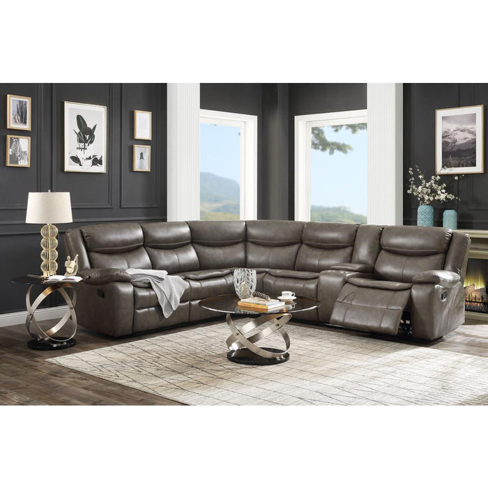 ACME Tavin Sectional Sofa (Motion), Taupe Leather-Aire Match