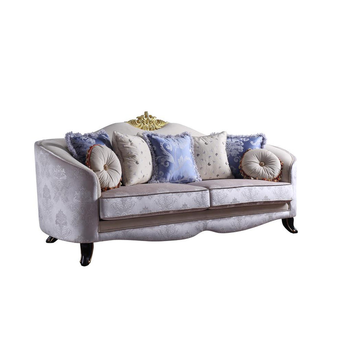 Sheridan Sofa w/7 Pillows, Cream Fabric  (53945)