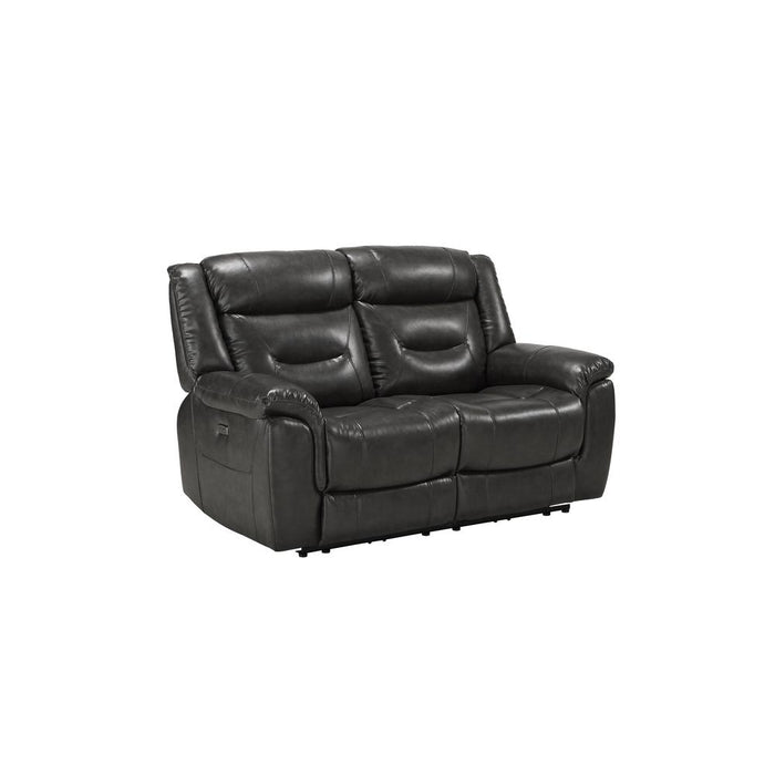 Loveseat (Power Motion), Gray Leather-Aire 54806