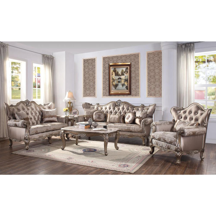 Sofa w/5 Pillows, Fabric & Champagne 54865