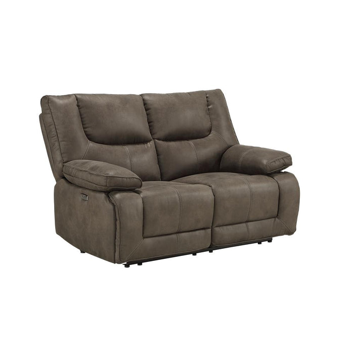 Loveseat (Power Motion), Gray Leather-Aire 54896