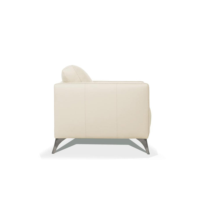 Loveseat, Cream Leather 55006