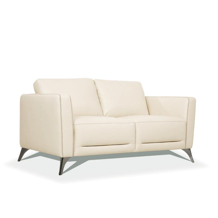 Loveseat, Cream Leather 55006