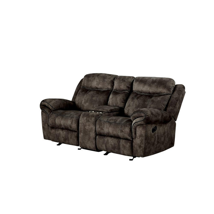 Loveseat w/USB Dock & Console (Glider & Motion), 2-Tone Chocolate Velvet 55021