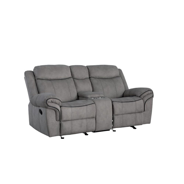 Loveseat w/USB Dock & Console (Glider & Motion), 2-Tone Gray Velvet 55026