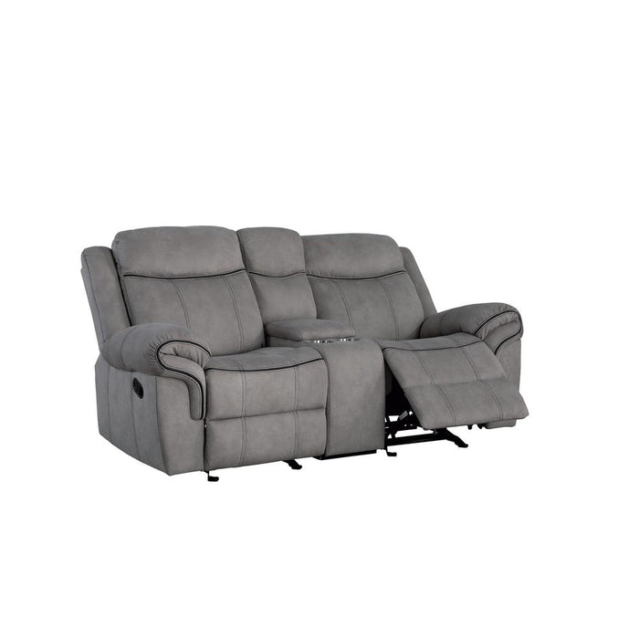 Loveseat w/USB Dock & Console (Glider & Motion), 2-Tone Gray Velvet 55026