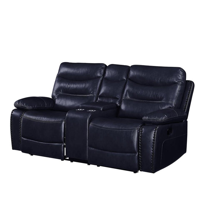 Loveseat w/Console (Motion), Navy Leather-Gel Match 55371