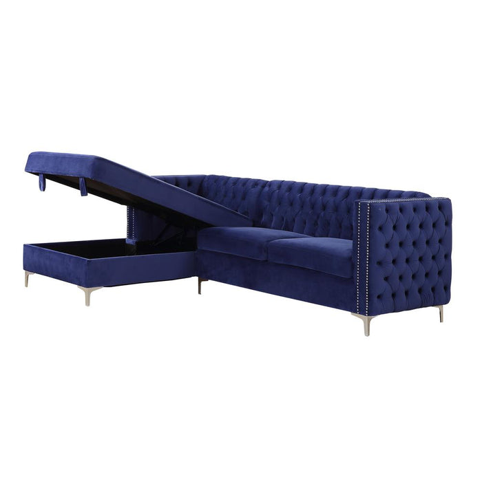 Sullivan Sectional Sofa, Navy Blue Velvet (55490)