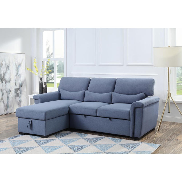 ACME Noemi Reversible Storage Sleeper Sectional Sofa, Blue Fabric