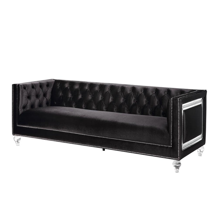 Heibero Sofa w/2 Pillows, Black Velvet (56995)