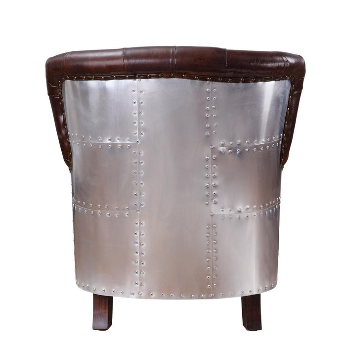 Brancaster Accent Chair, Vintage Brown & Aluminum