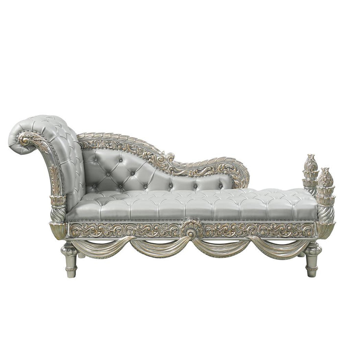 Sandoval Bench, Beige Synthetic Leather & Champagne Finish