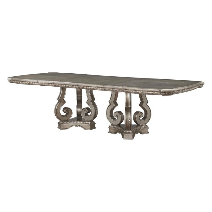 Northville Dining Table w/Single Pedestal, Antique Champagne