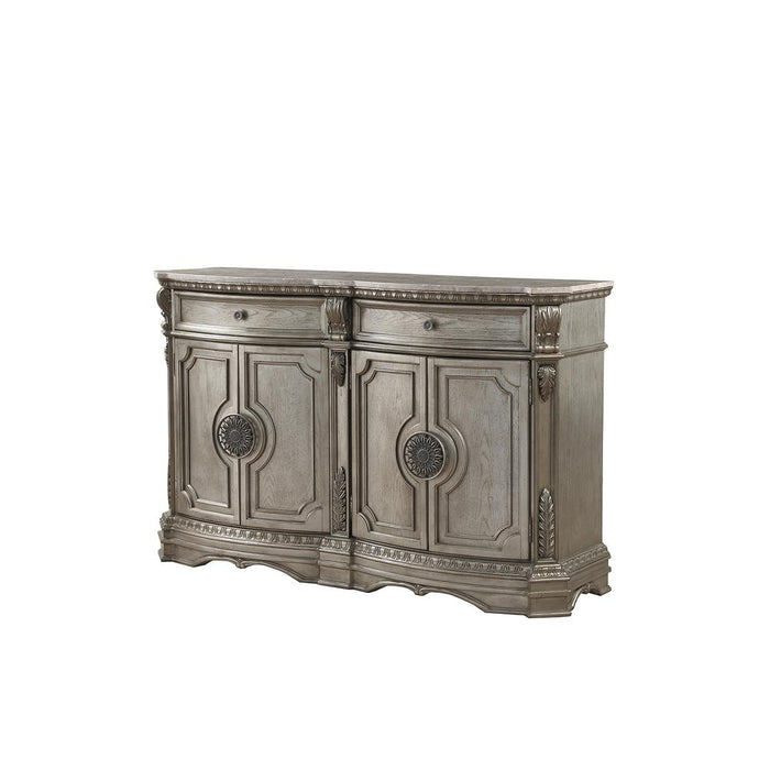 Northville Server w/Marble Top, Antique Champagne