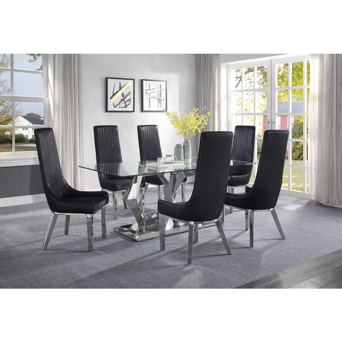 ACME Gianna Dining Table, Clear Glass & Stainless Steel